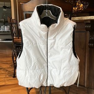 Cozy Puffer Vest Jacket Reversible White Black Womens M L XL